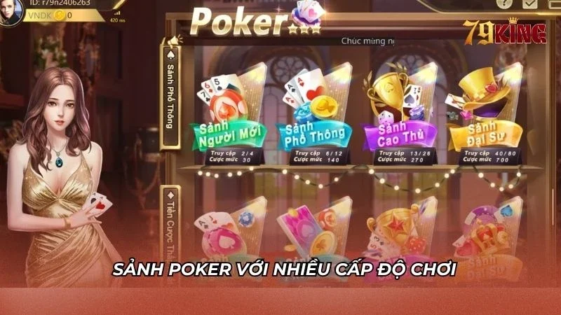 Game Poker nhiều cấp độ cho anh em tha hồ chọn